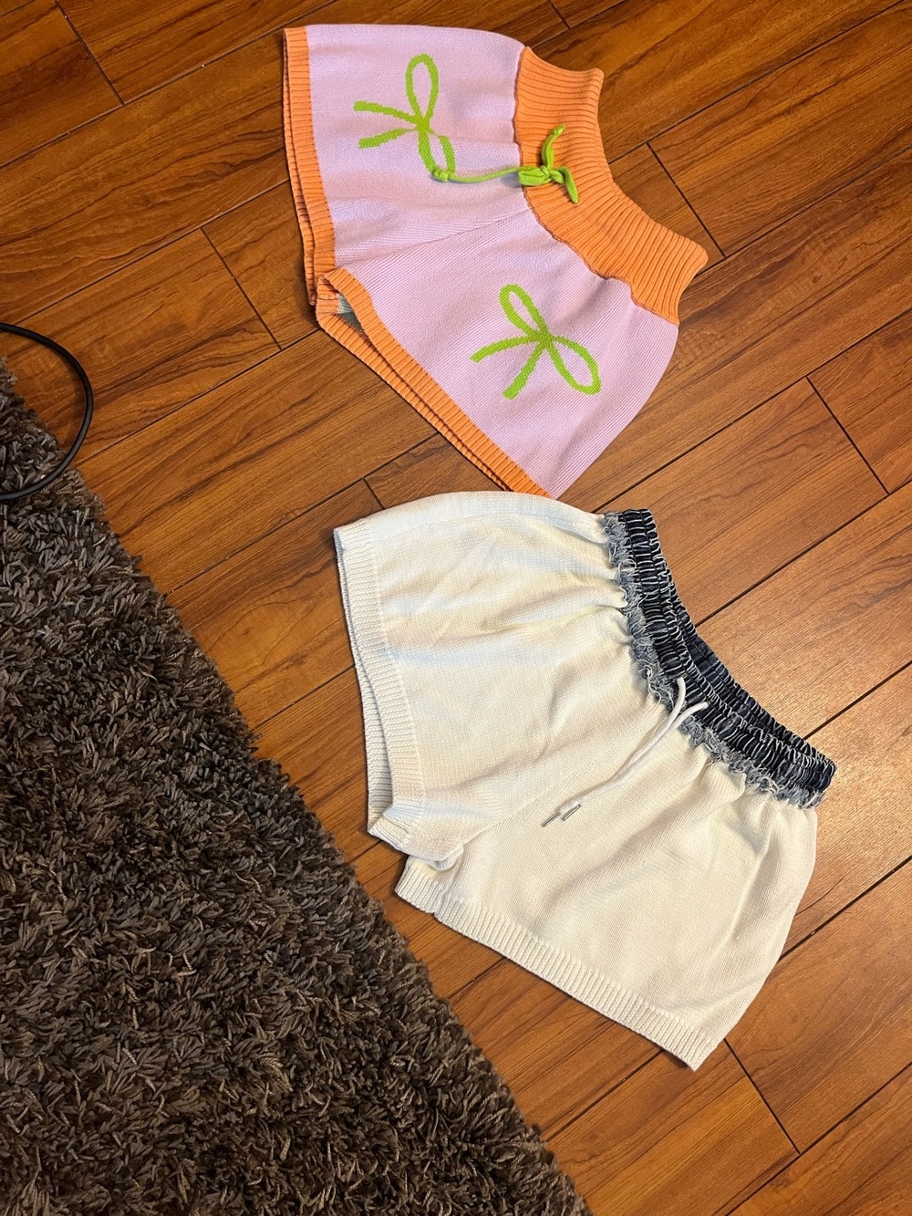 Two pair of sweater shorts - drawstring